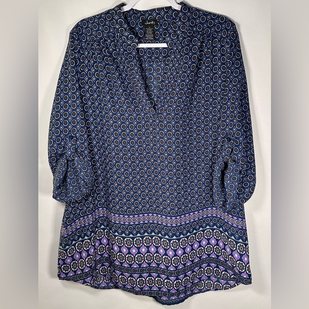 Justify Blue and Purple Medallion Tunic Size 1X
